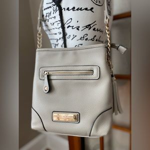 SOLD - Marc New York Gray Leather Crossbody Shoulder Bag